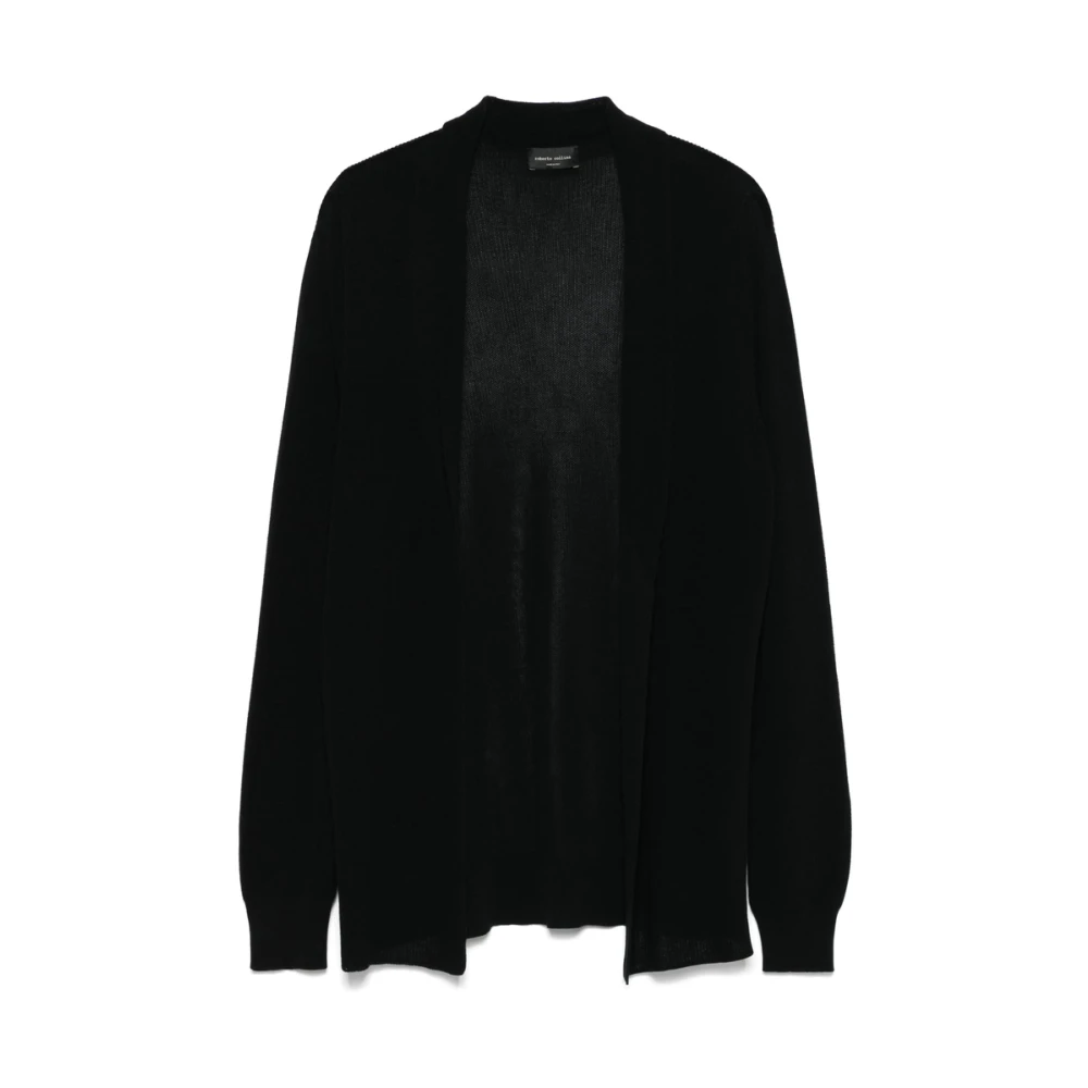 Roberto Collina Zwarte Open Front Sweater met Lange Mouwen Black Heren