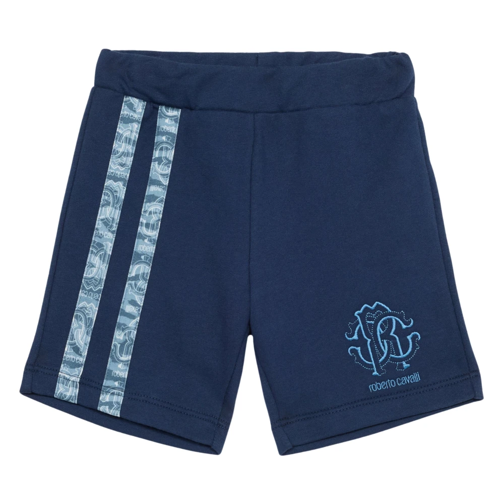 Roberto Cavalli Boys Blue Logo Bermuda Shorts Medium