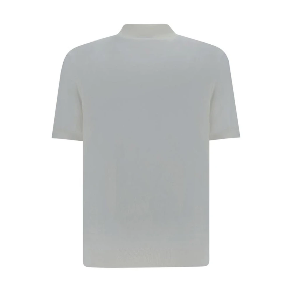 Ermenegildo Zegna Monochrome Katoenen Poloshirt met Geribbelde Kraag White Heren