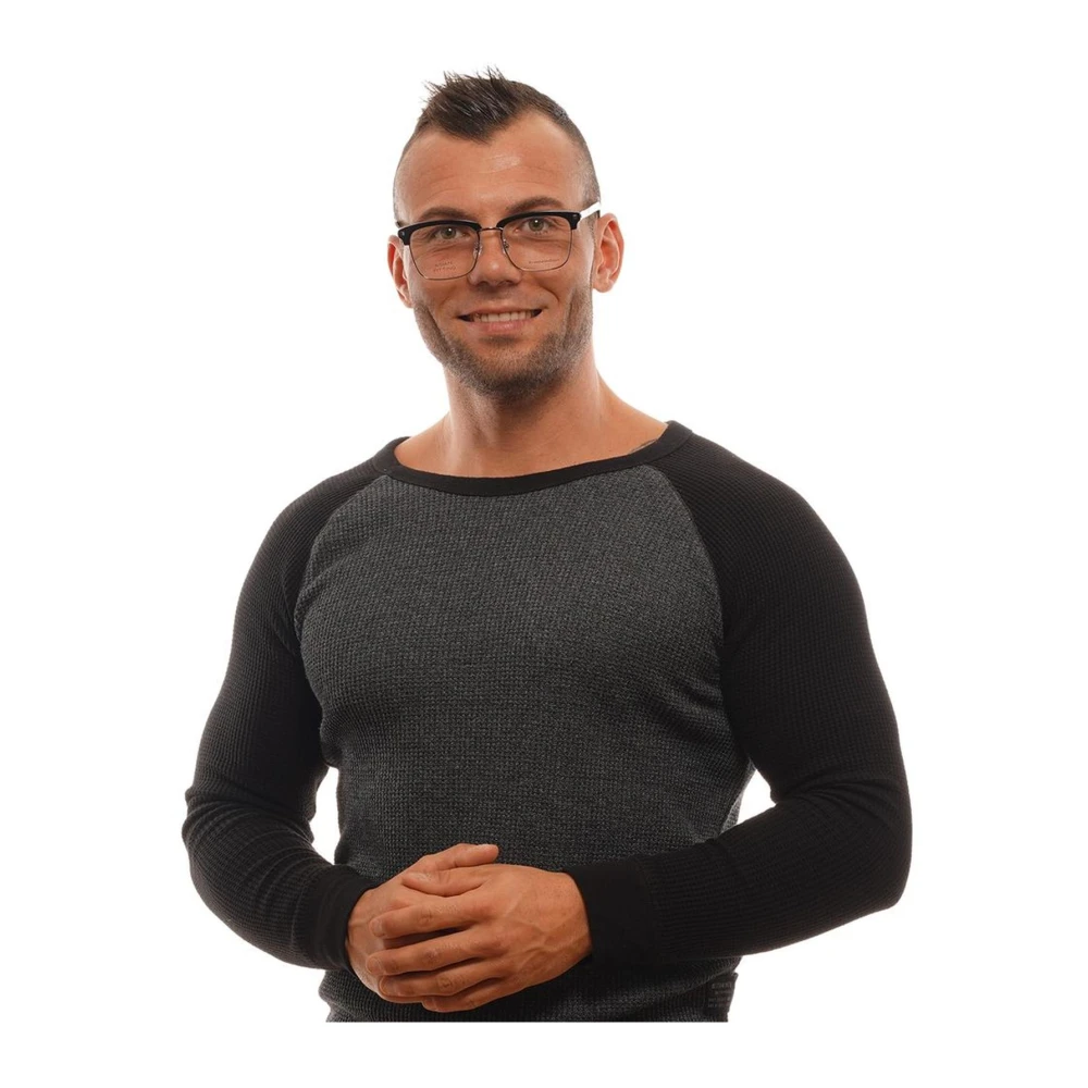 Ermenegildo Zegna Zwarte Vierkante Optische Frames Black Heren