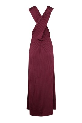 bordeaux-knit-v-neck-dress