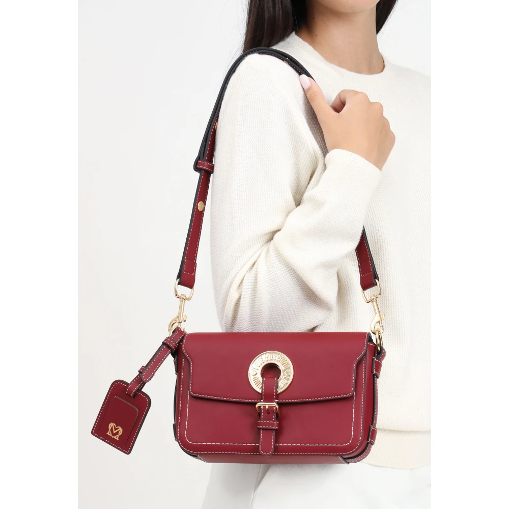 Love Moschino Paarse Schoudertas met Logo Plaque Red Dames
