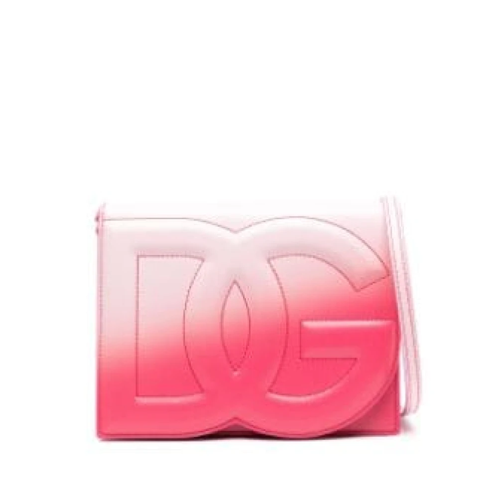 Dolce & Gabbana Logo-geborduurde leren crossbody tas Pink Dames