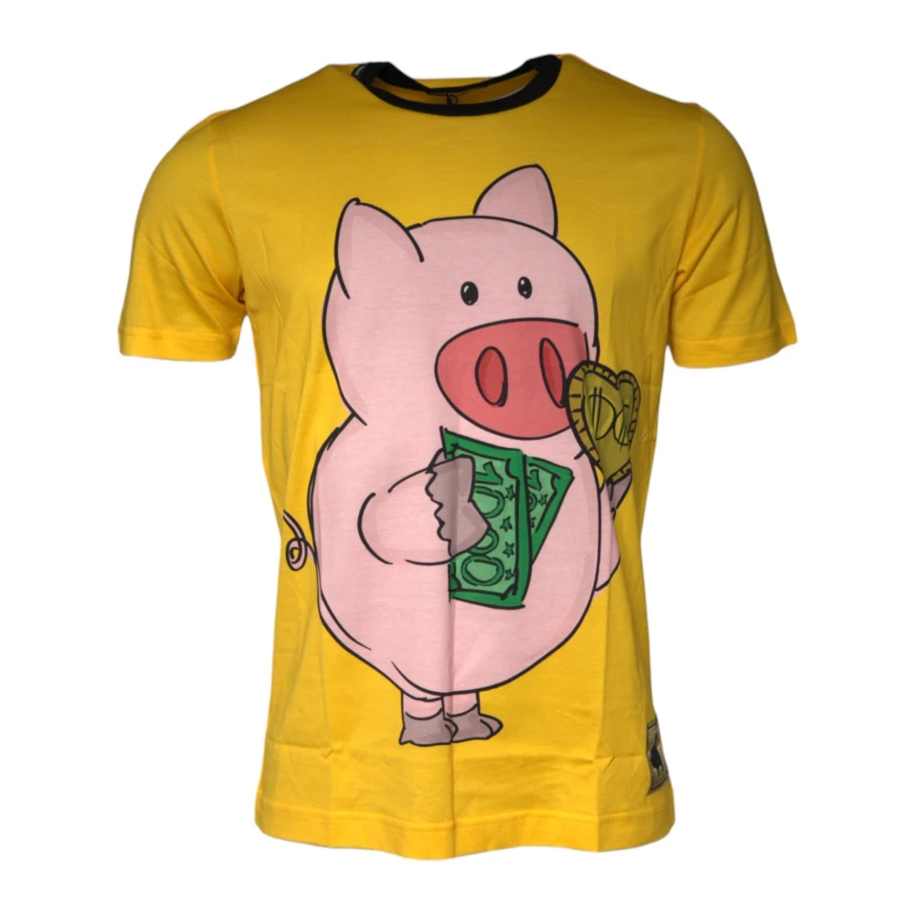 Dolce & Gabbana 2019 Jaar van het Varken Katoenen T-shirt Yellow Heren