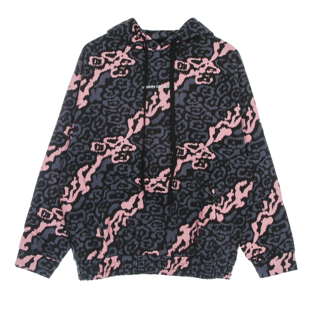 Vision Of Super Men's Multicolor Leopard Hoodie Pink/Grey Lightweight Sweatshirt Medium
