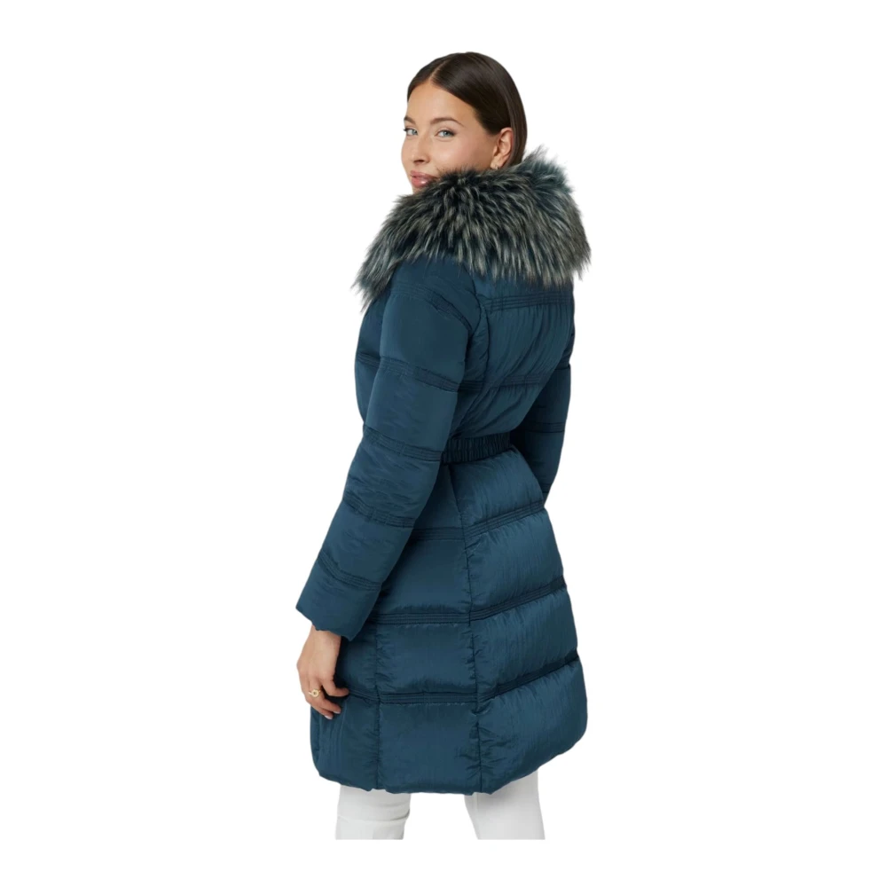 Guess Lange Puffer Jas Blue Dames