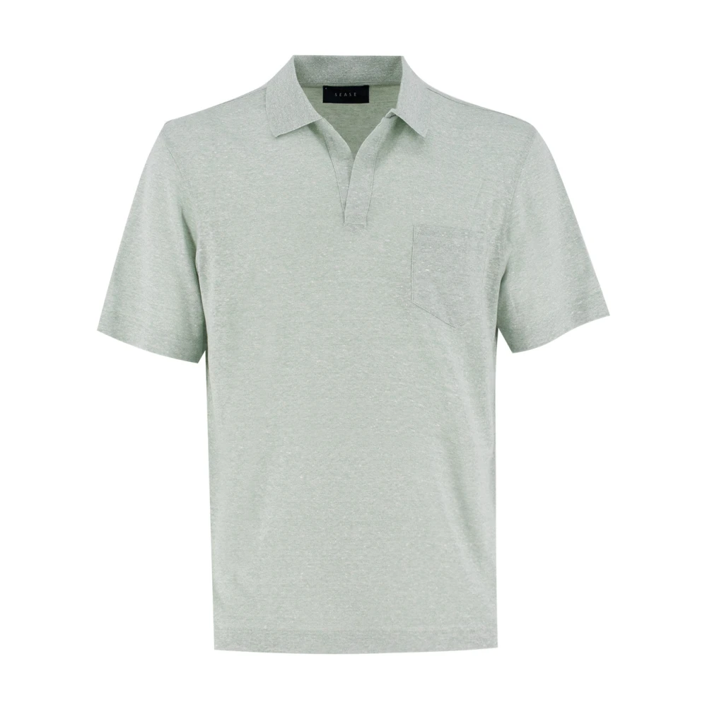 Sease Linnen Katoen Polo Shirt met Zak Blue Heren