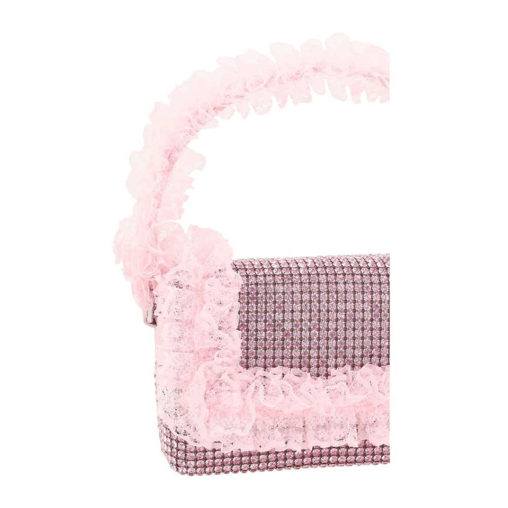 Self Portrait Kanten Strass Schoudertas met Magnetische Klep Pink Dames