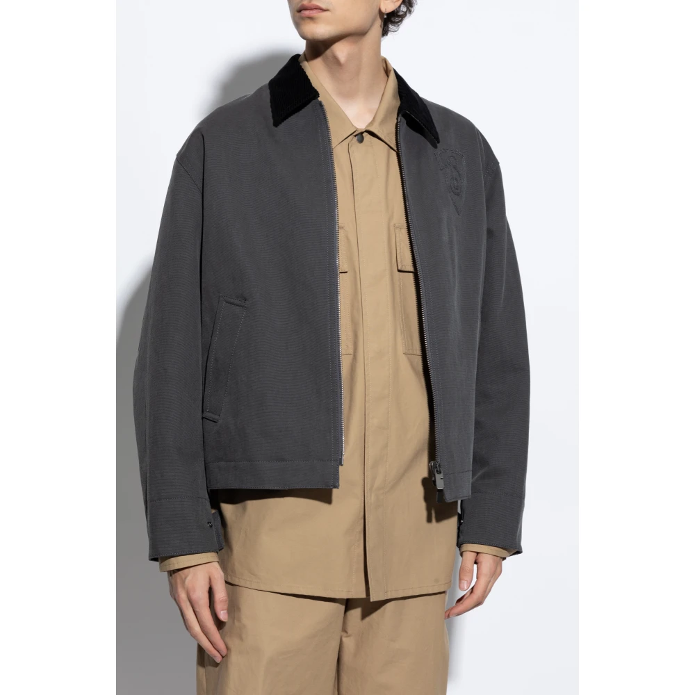 Burberry Jas met Corduroy Kraag Gray Heren