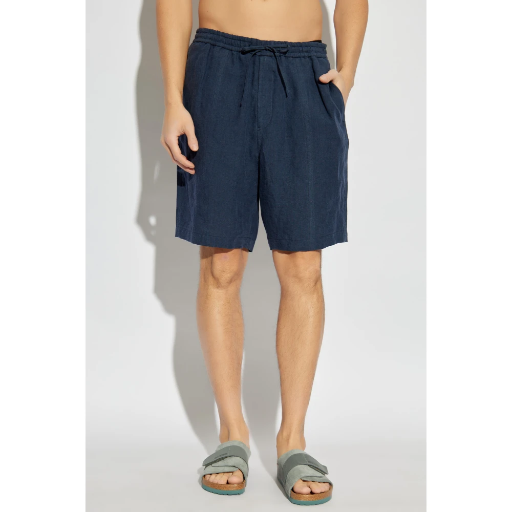 Emporio Armani Linnen shorts Blue Heren