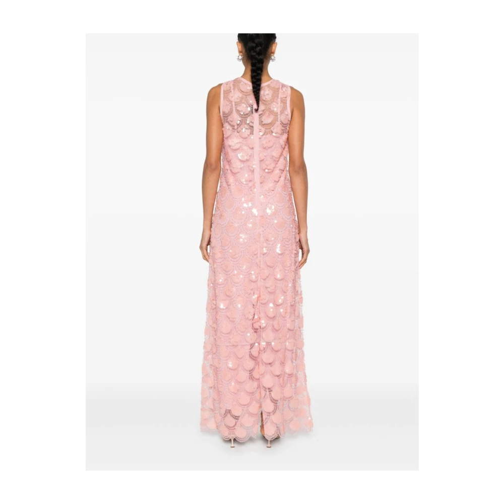 Rotate Birger Christensen Sequin Maxi Jurk met Conische Split Orange Dames
