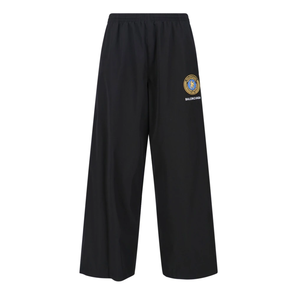 Balenciaga Men's Black Logo Track Trousers - Wide Trousers - M - Trousers