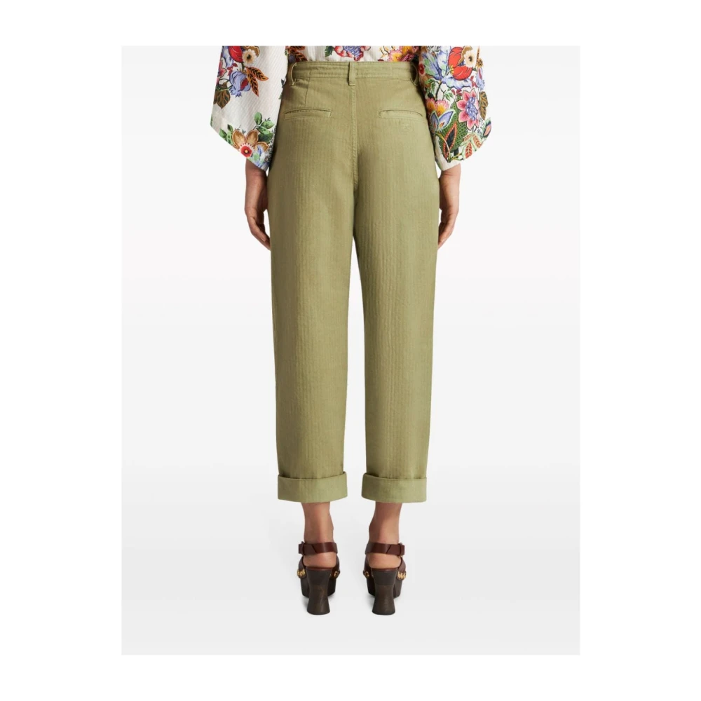 ETRO Khaki Chevron Broek Green Dames