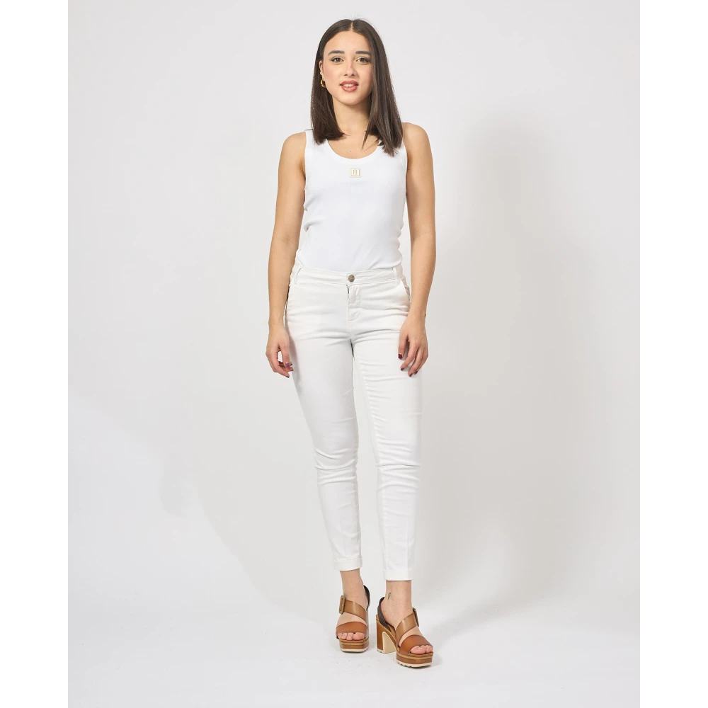Fracomina Witte Carrot Mom Fit Broek White Dames