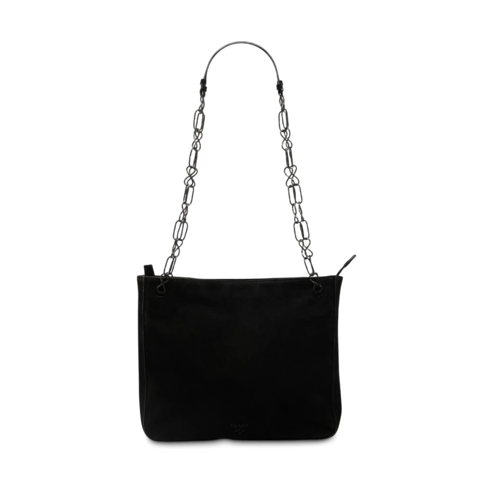 Prada Vintage Women's Black Pre-Owned Chain Shoulder Bag