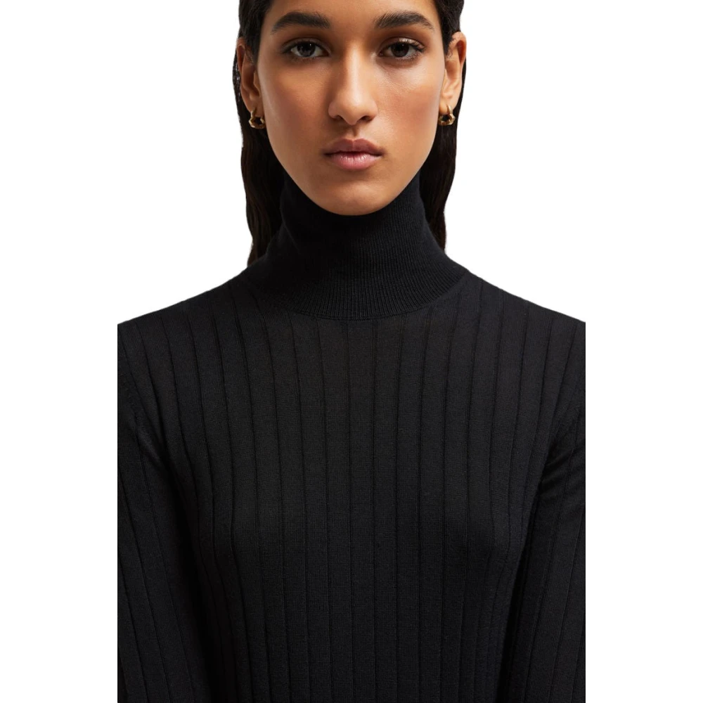 Moncler Luxe Wol Kasjmier Polo Hals Trui Black Dames