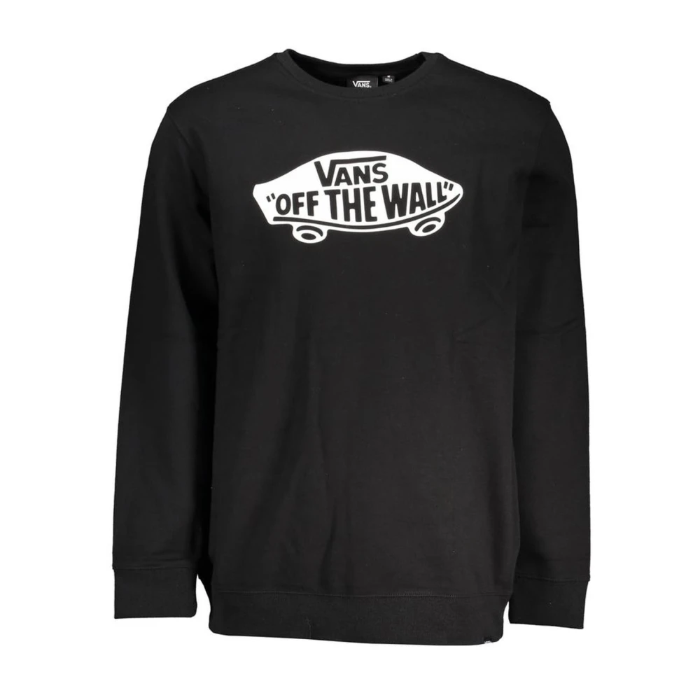 Vans Men's Black Sweatshirts, M, Cotton Long Sleeve Sweatshirt With Logo Print
