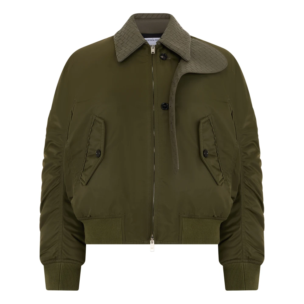 Bottega Veneta Women's Green Intrecciato Nylon Jacket - Bomber Jackets - 2XS - Jackets
