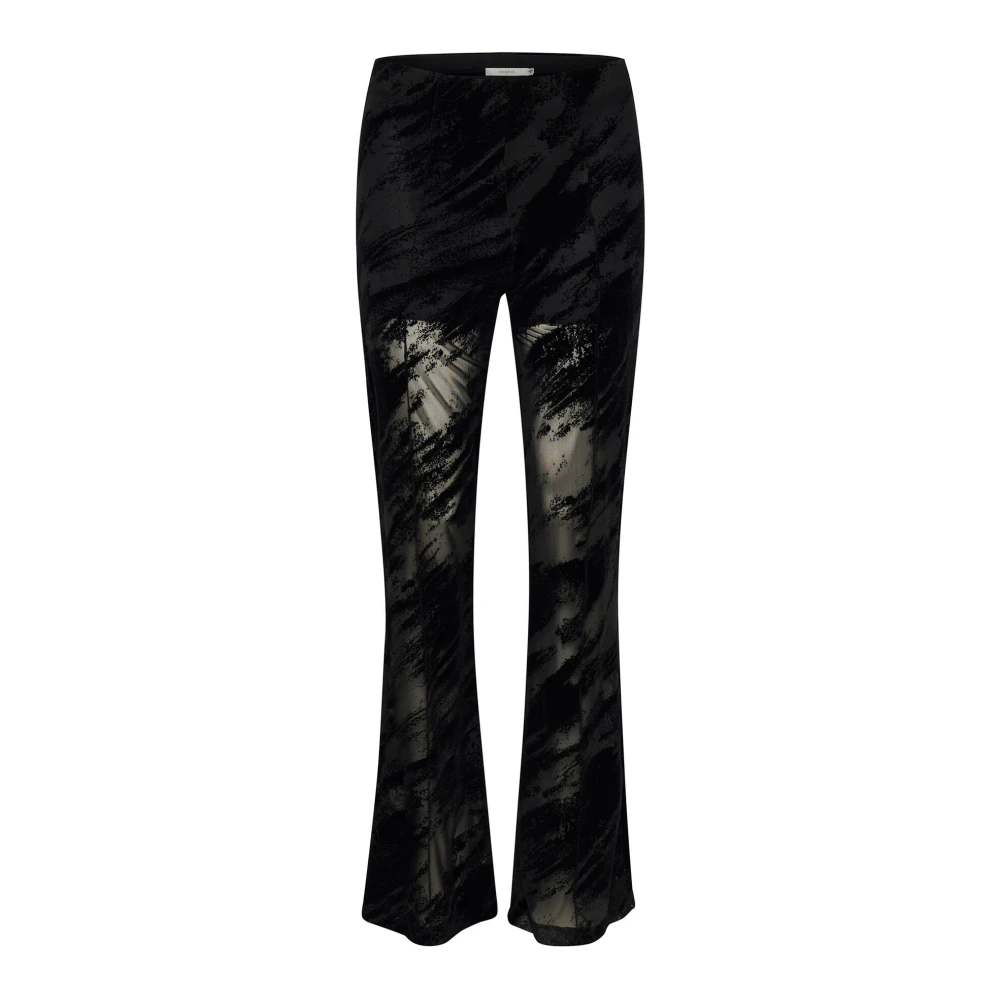 Gestuz Zwarte Flared Legging Broek met Mesh Black Dames