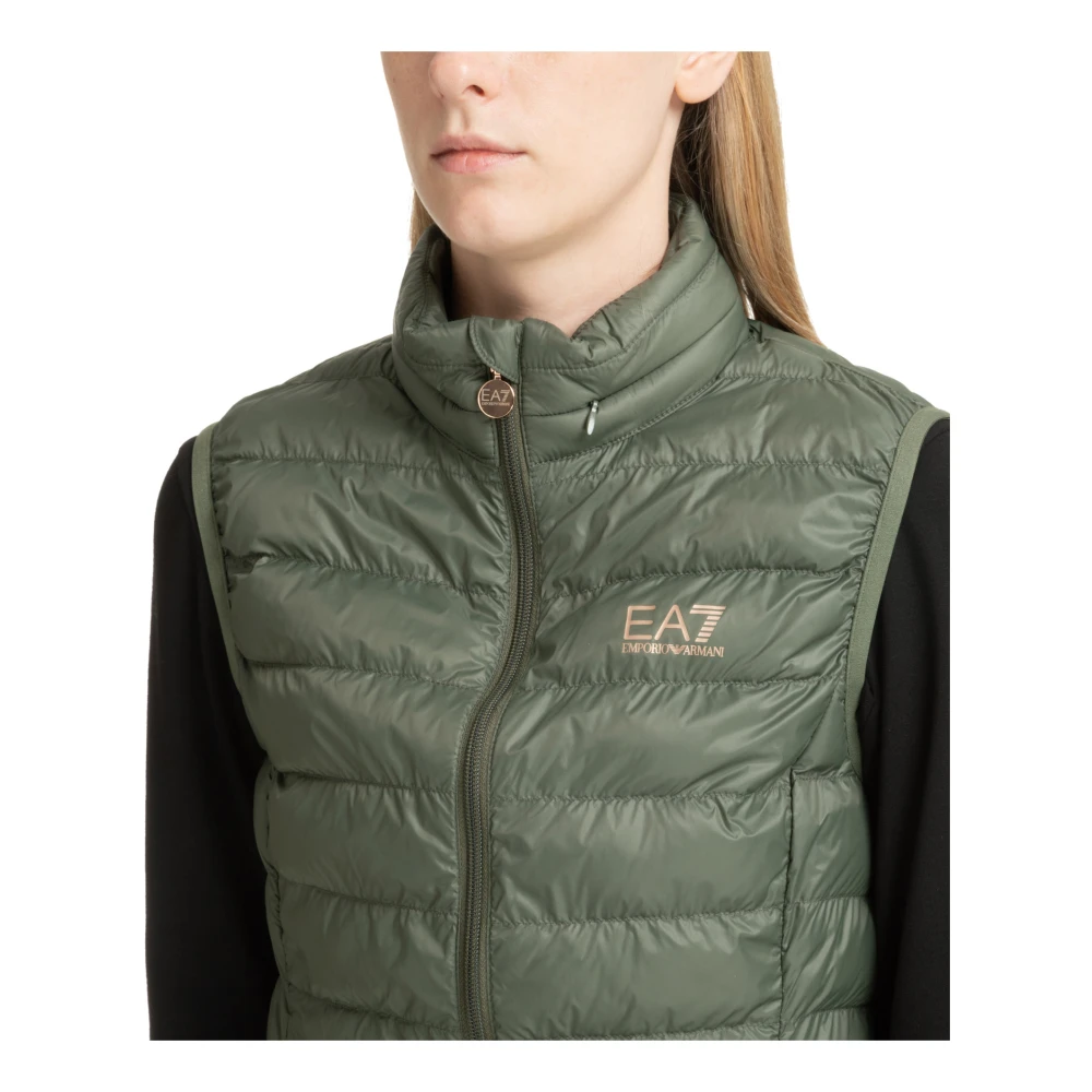 Emporio Armani EA7 Ritssluiting Effen Logo Zakken Vest Green Dames