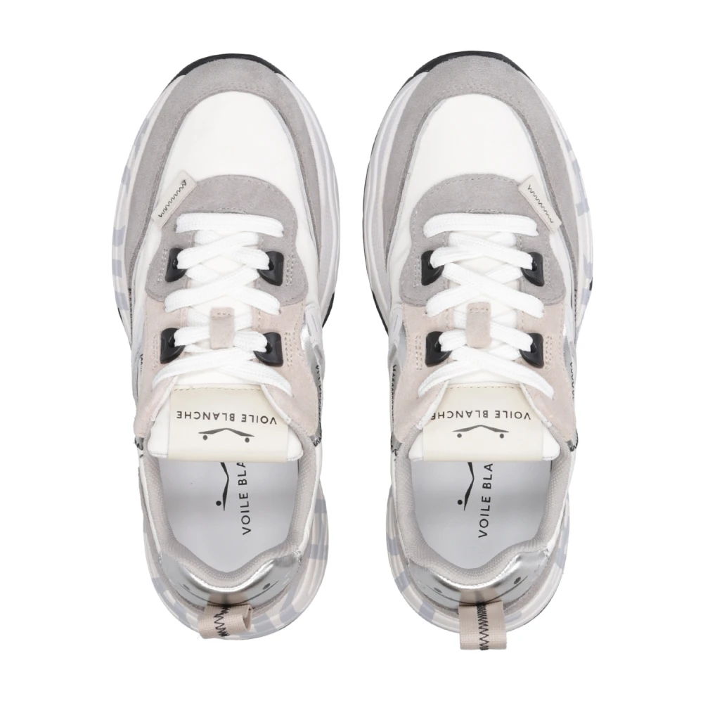 Voile blanche Gedurfde Club Sneakers met Technische Stof en Suède Gray Dames