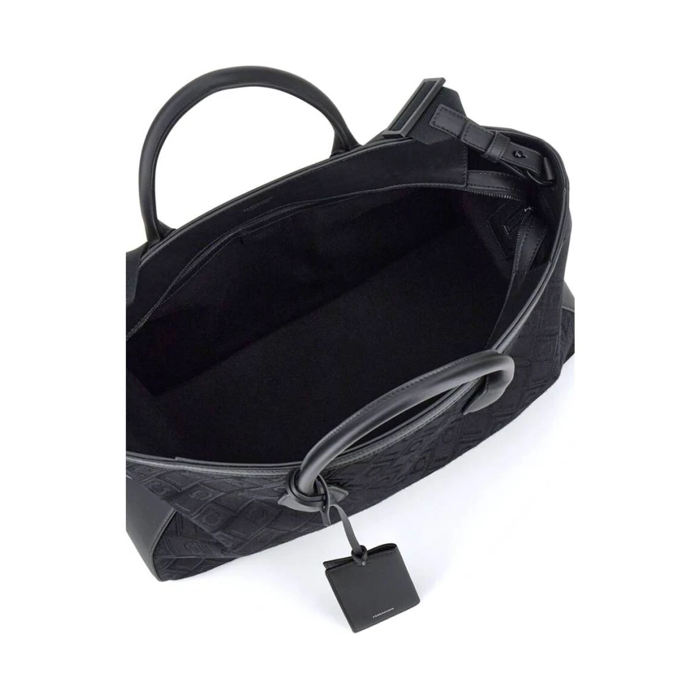 Salvatore Ferragamo Zwarte leren monogram jacquard bagage Black Heren