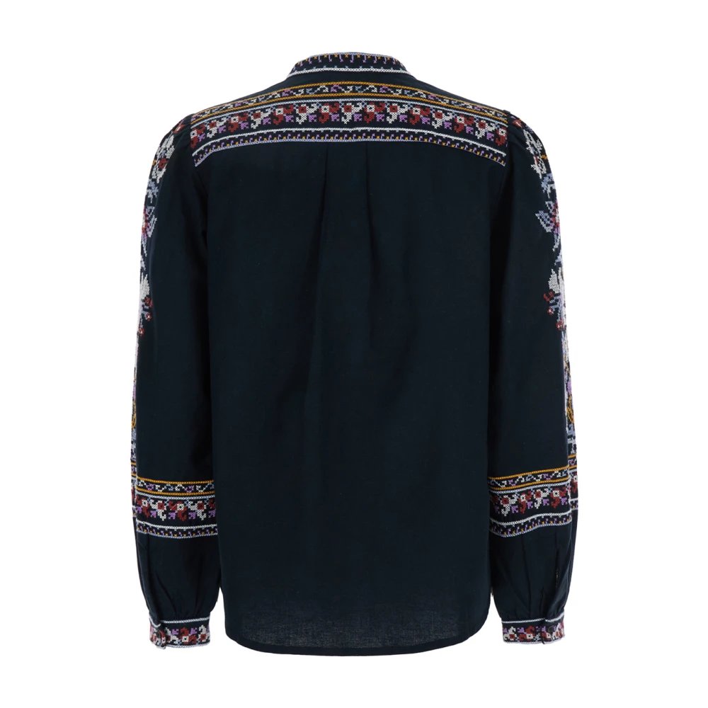 BA&SH Blauwe Blouse met Borduurwerk Blue Dames