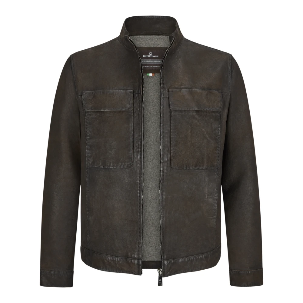 Milestone Italiaans Leren Bikerjack Brown Heren