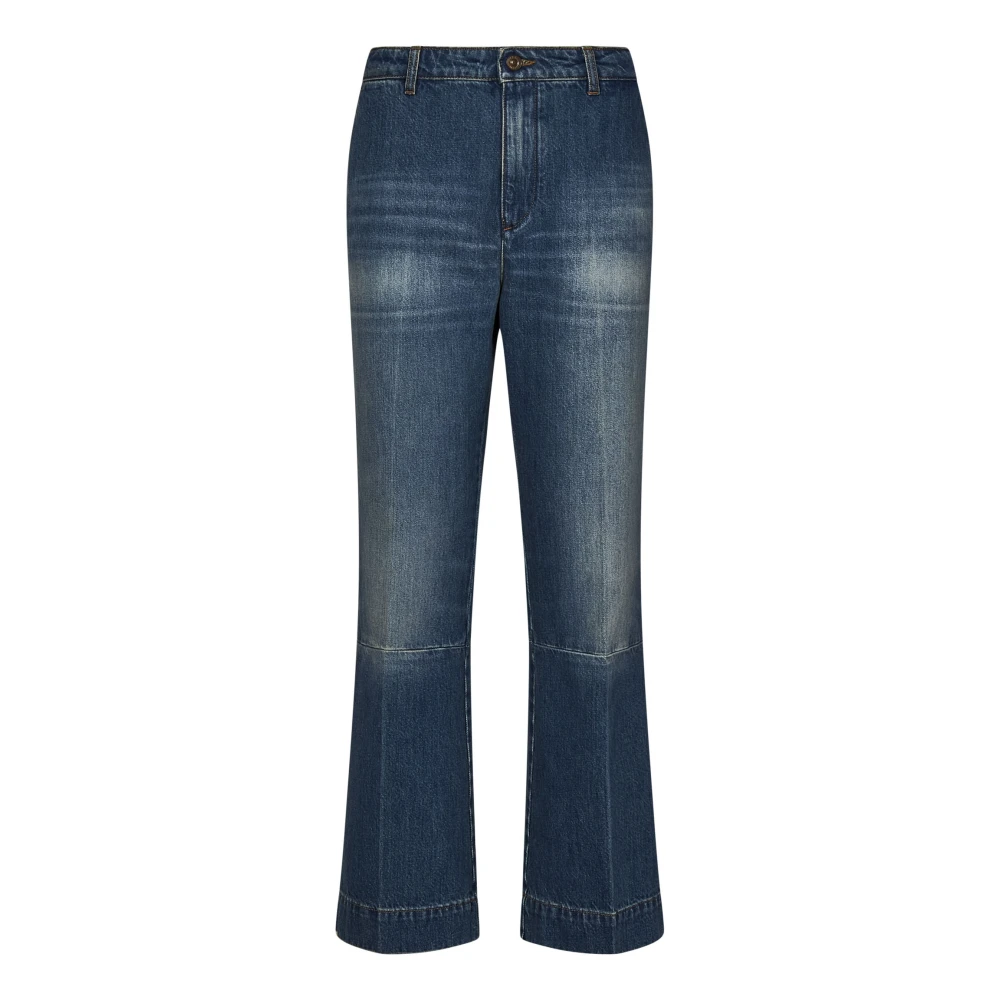 Victoria Beckham Denim Jeans met Gestreken Plooien Blue Dames