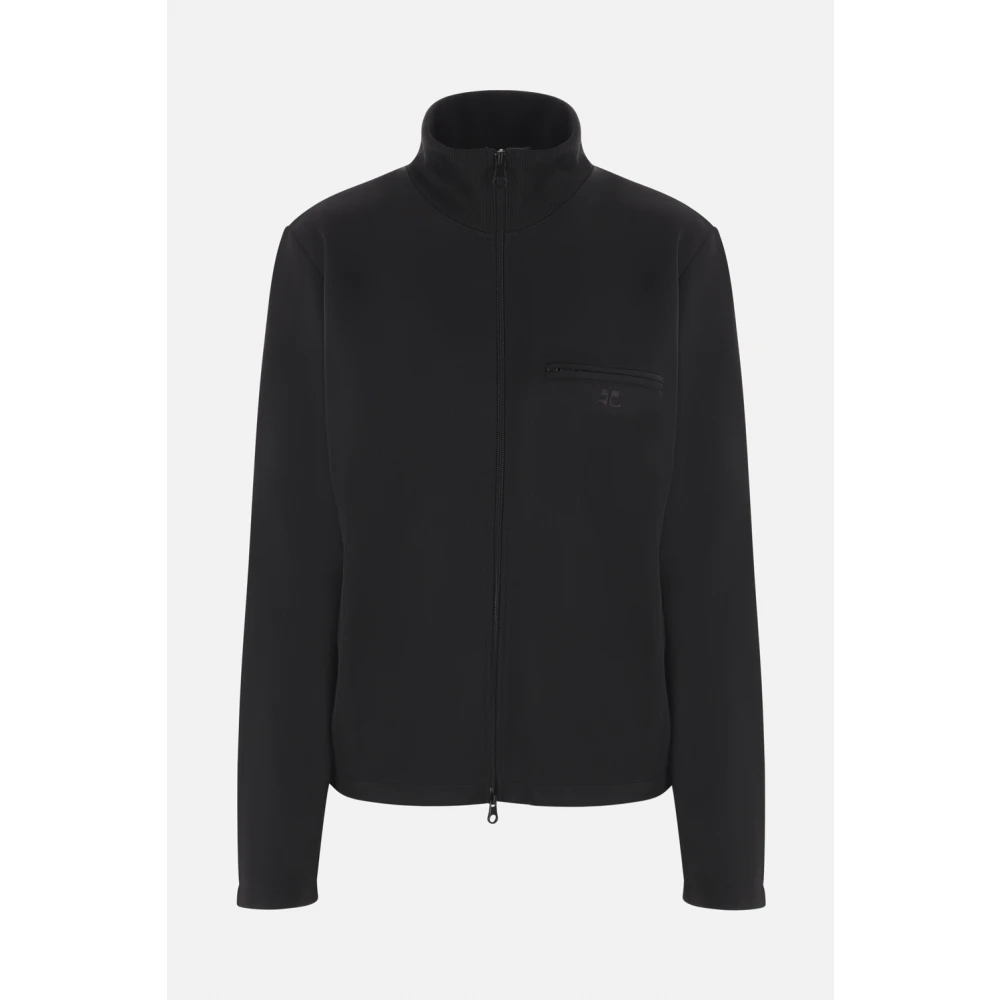 Courrèges Zwarte trui met logoborduursel Black Dames