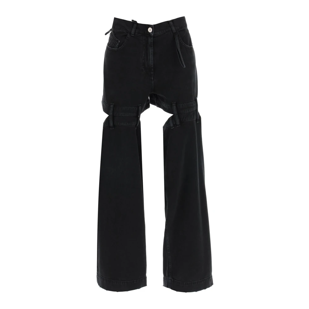 The Attico Cut Out Flared Jeans Black Dames