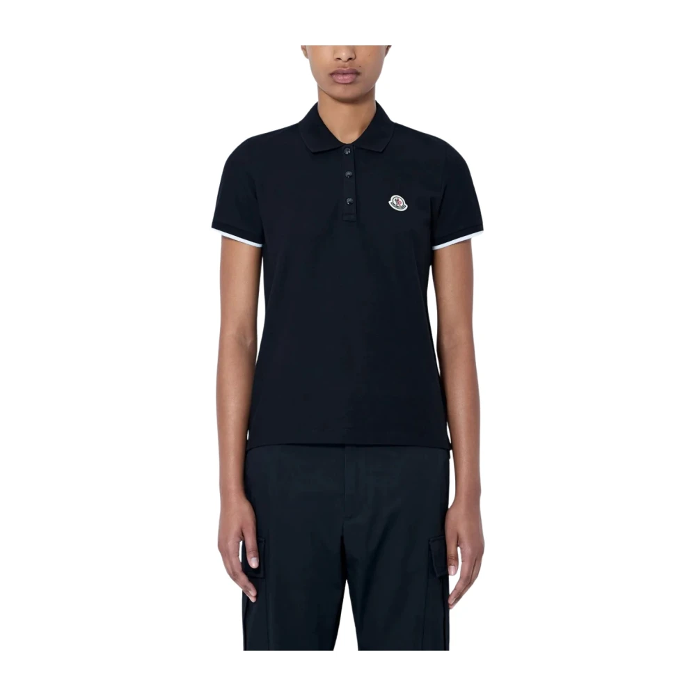 Moncler , Polo Shirts, Female, Black, Xs, Ss Polo
