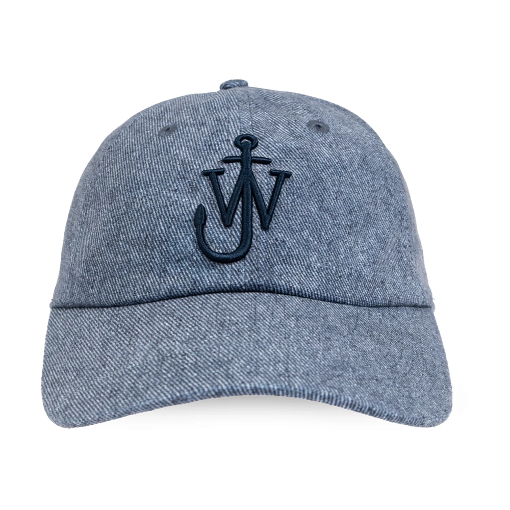 JW Anderson Indigo Blauwe Denim Pet met Gebogen Klep Blue Heren