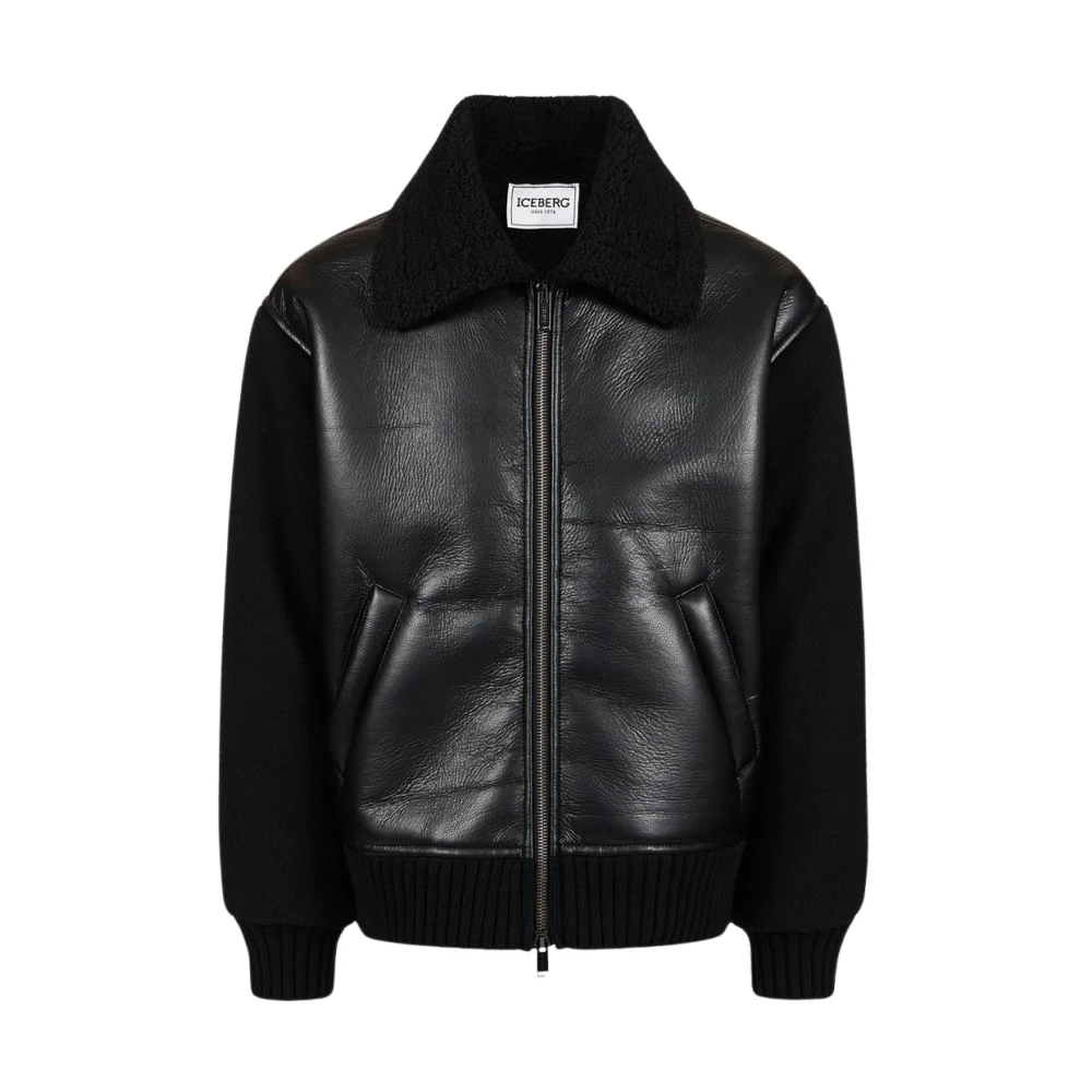 Iceberg Jas van eco-schapenvacht en brei Black Heren
