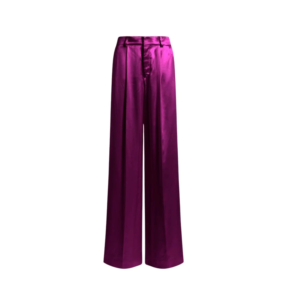 Alberta Ferretti Purple Wide Trousers, Female, M, Shiny Satin Trousers