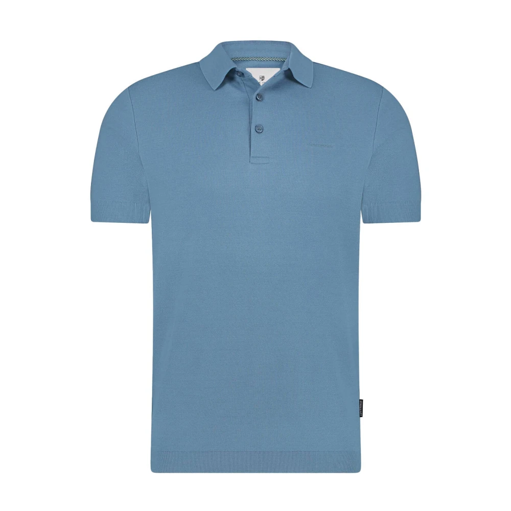 State of Art Gebreide Polo Shirt Blue Heren