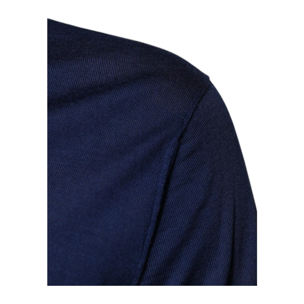 Dolce & Gabbana Navy Blauwe Cashmere V-Hals Trui Blue Heren