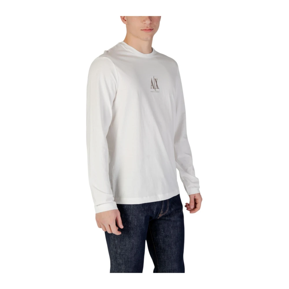 Armani Exchange Witte Longsleeve T-shirt met Print White Heren