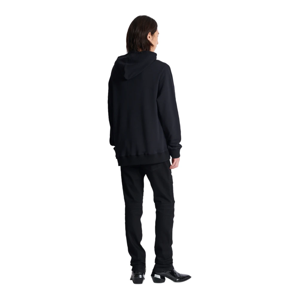 Balmain Geborduurde Bamain Letter hoodie Black Heren
