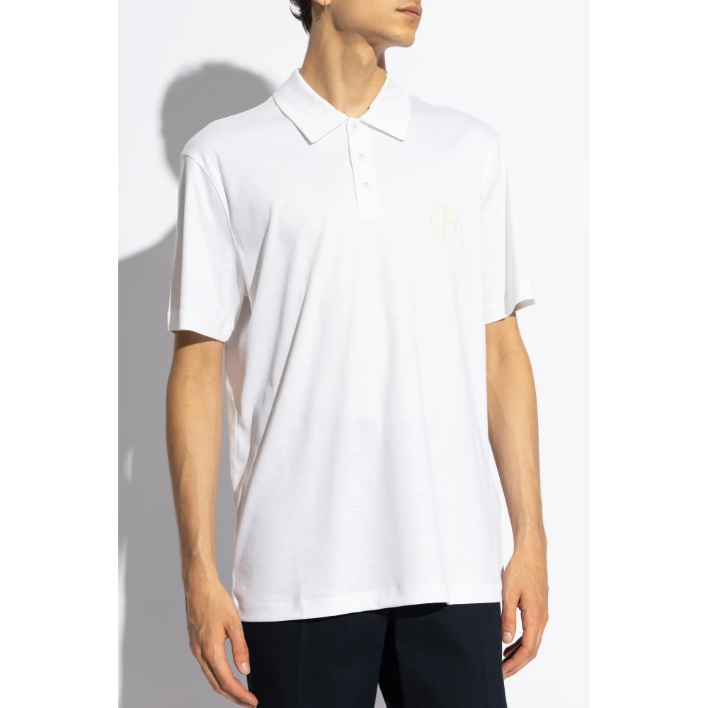 Giorgio Armani Polo met geborduurd logo White Heren