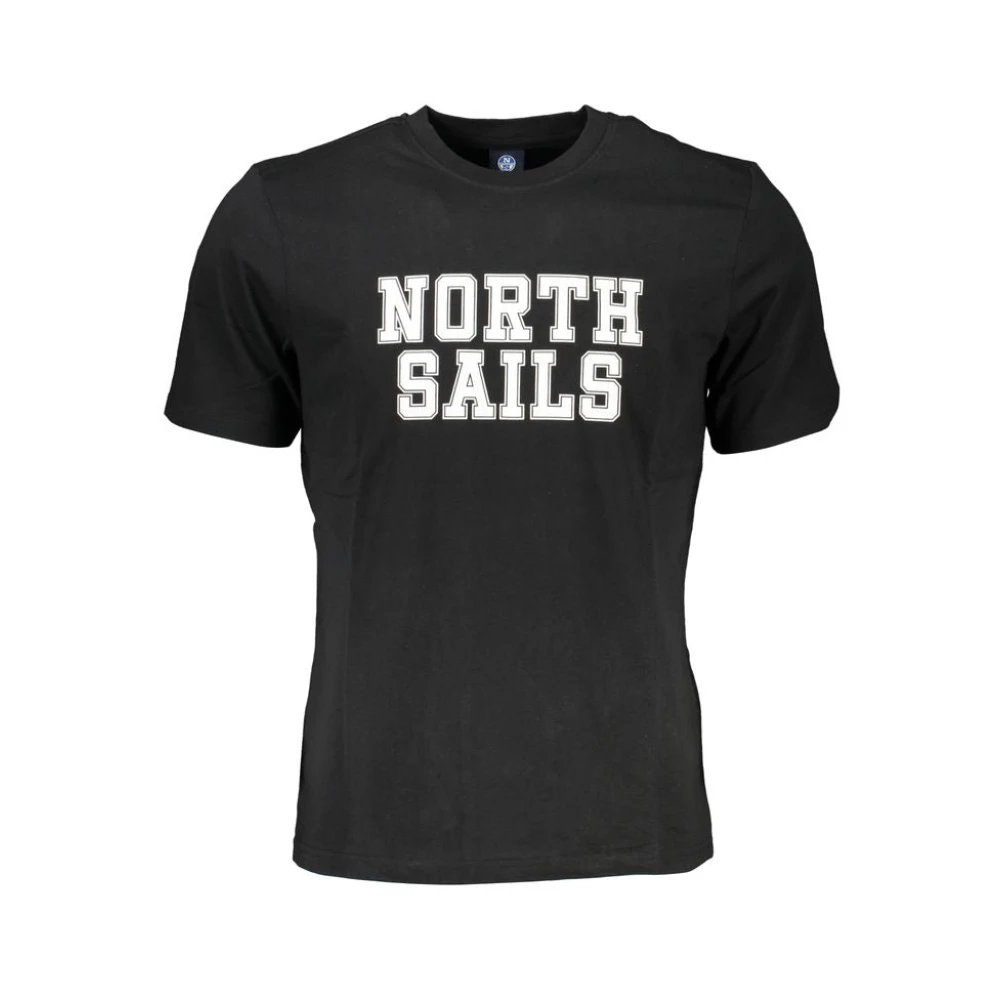 North Sails Svart Bomull T-shirt med Tryck Logo Black, Herr