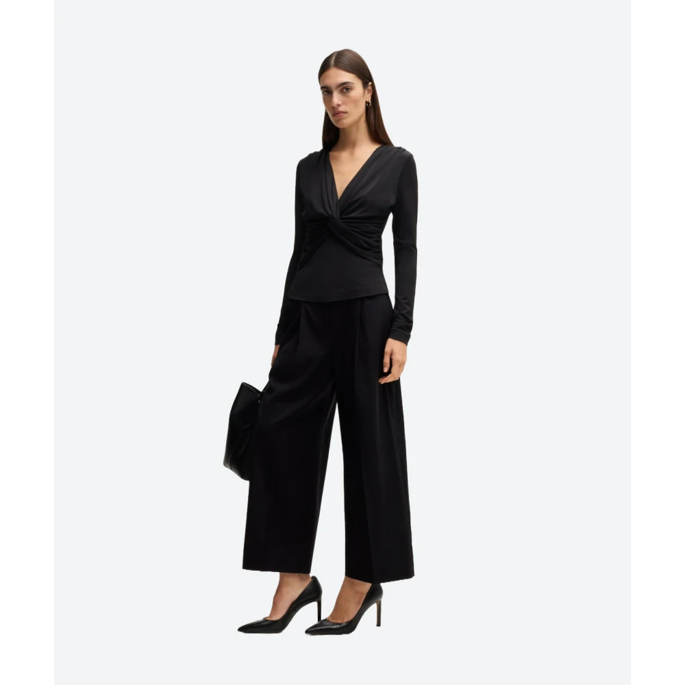 Hugo Boss Hoge taille pure scheerwol broek Black Dames