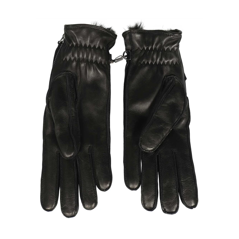 Dsquared2 Lamsleren handschoenen met zijritsen Black Dames