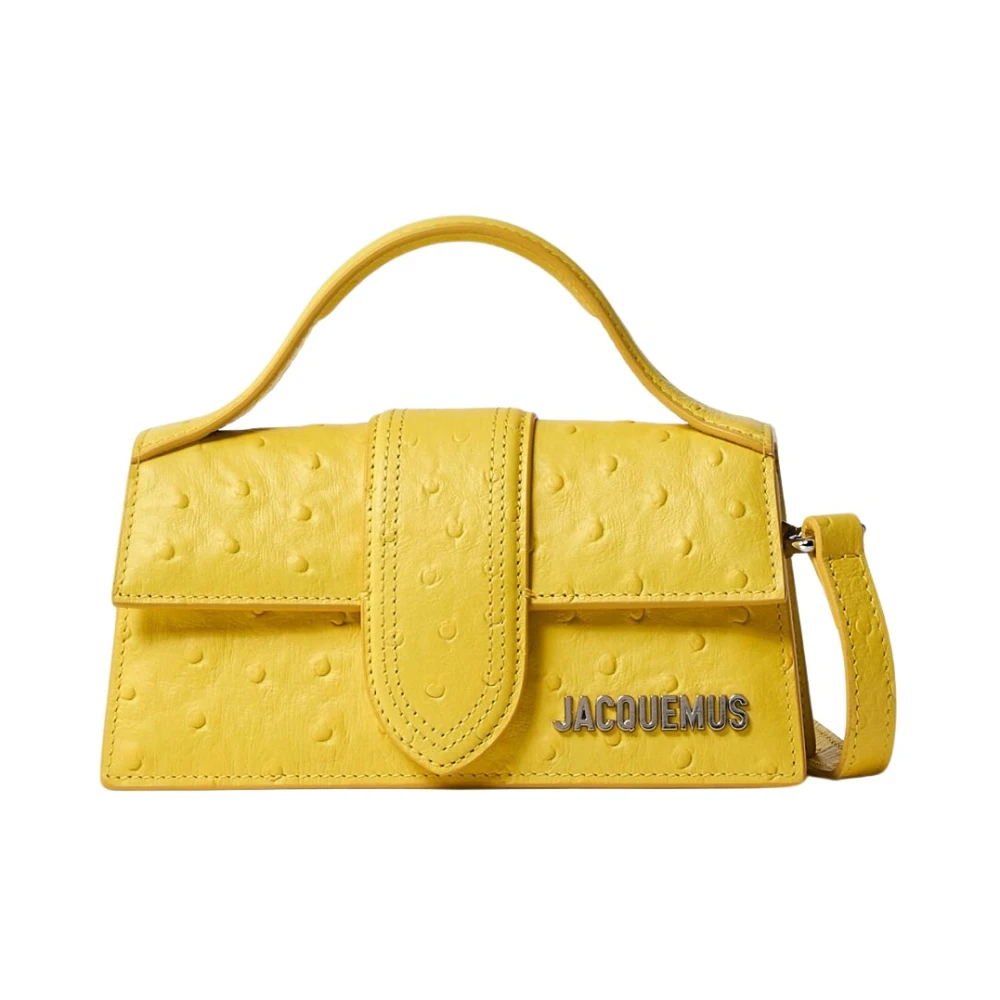 Jacquemus Ostrich-Embossed Lange Schoudertas Yellow Dames