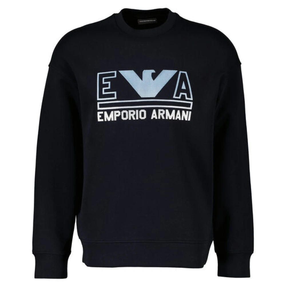 Emporio Armani Heren Sweatshirt met Logo Print Blue Heren