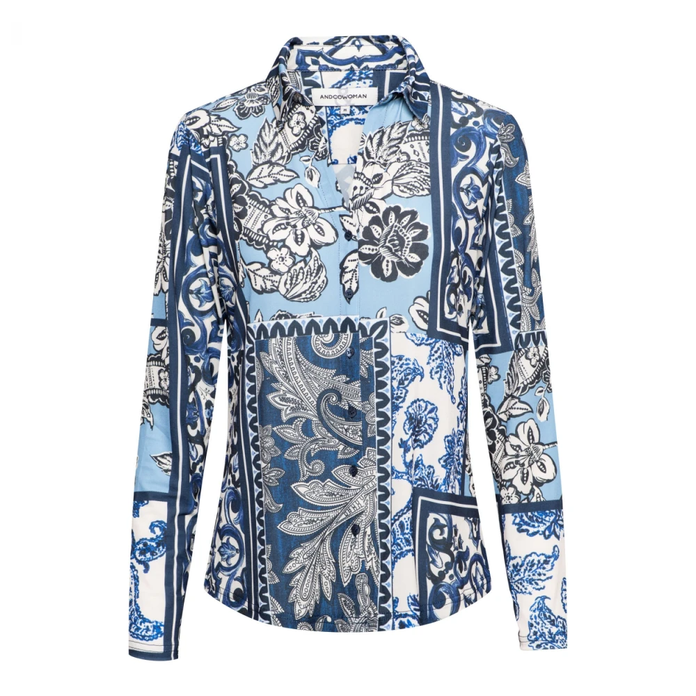&Co Woman Overhemd met lange mouwen effen kleur Blue Dames