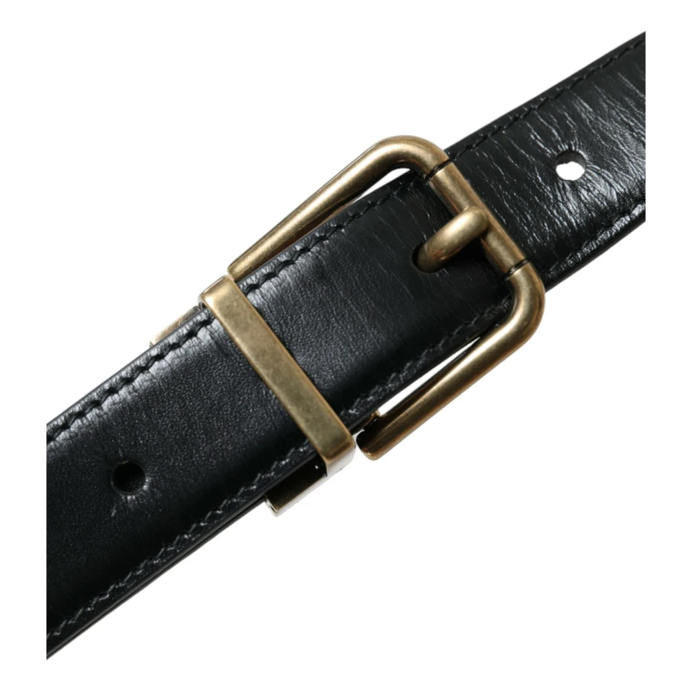 Dolce & Gabbana Elegante zwarte leren riem Black Heren
