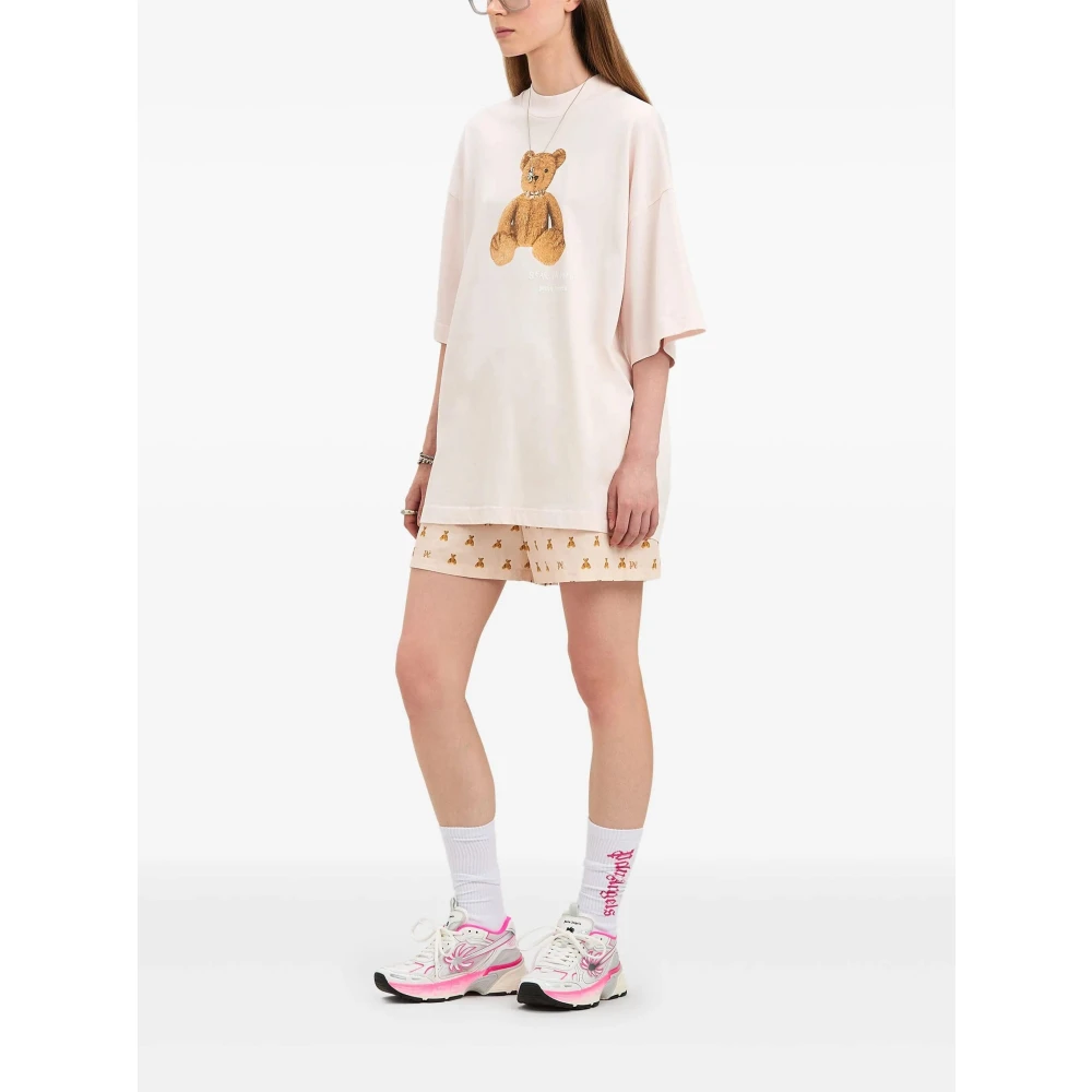 Palm Angels Zachte Roze Beer Loose Tee Pink Dames