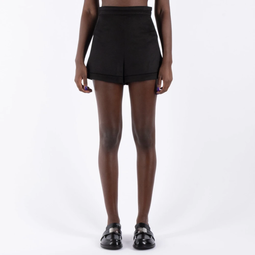 Max Mara Elegante Zwarte Kamelen Shorts Black Dames