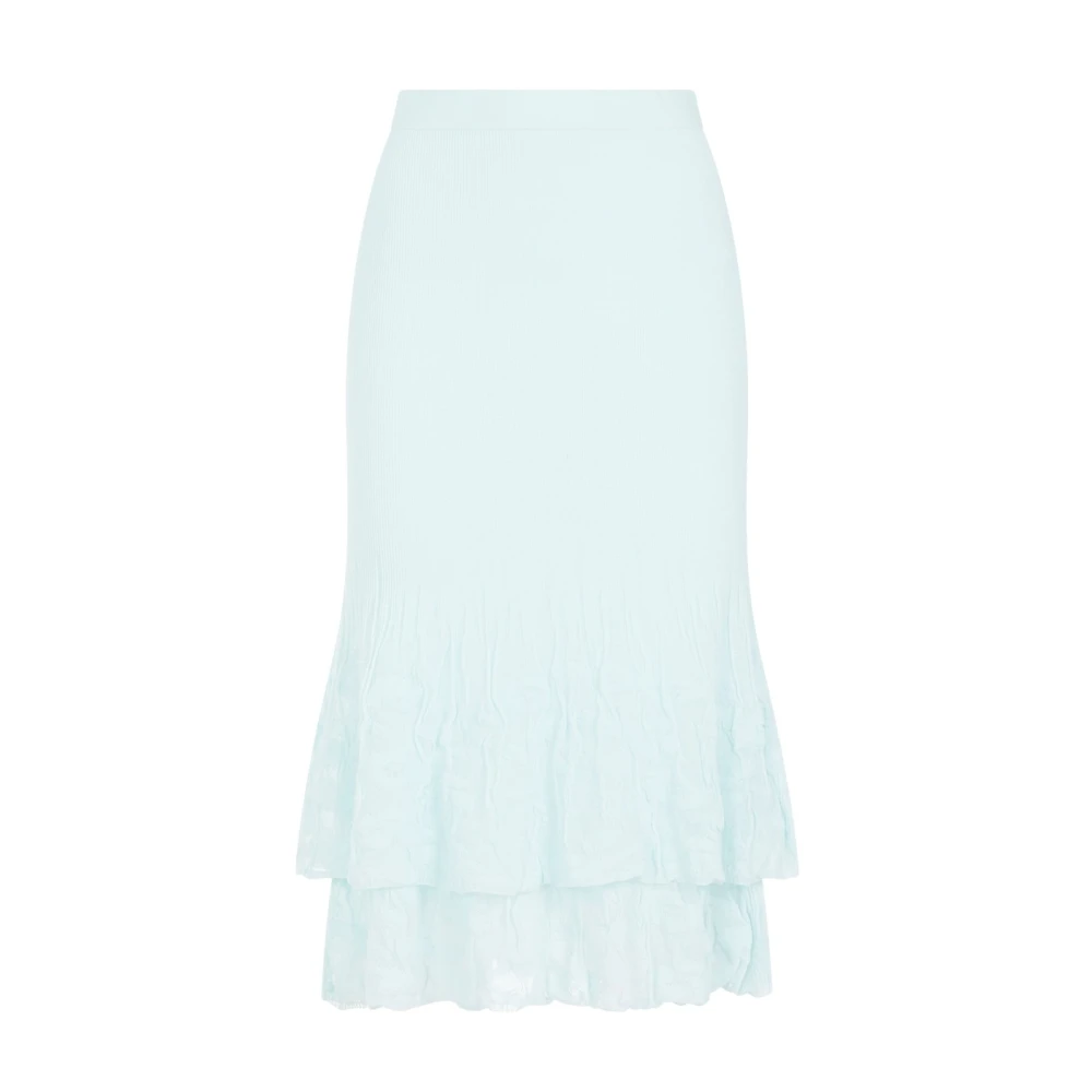 Bottega Veneta Licht Turkoois Katoenen Midi Rok Blue Dames